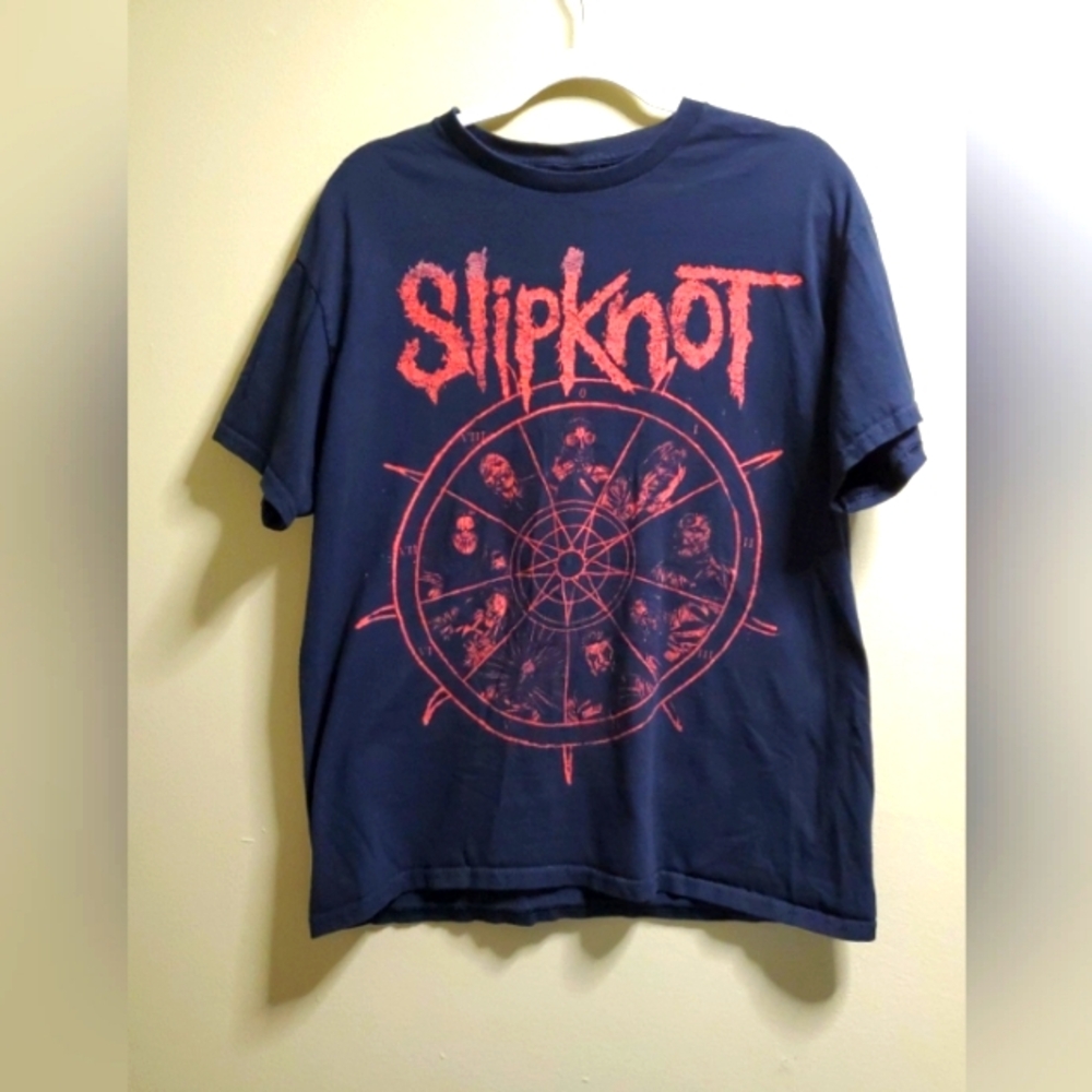 Slipknot Band Rock T-Shirt Mens L Black Short Sleeve Cotton Double Sided (VS)**